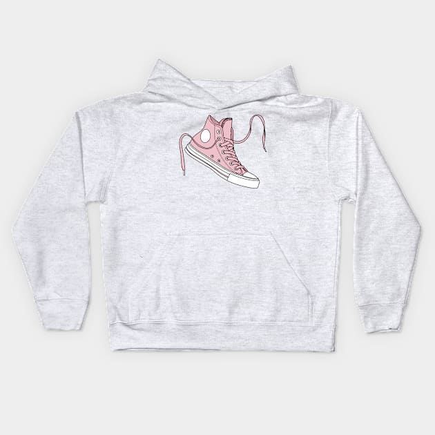 Pale pink high tops Kids Hoodie by MickeyEdwards